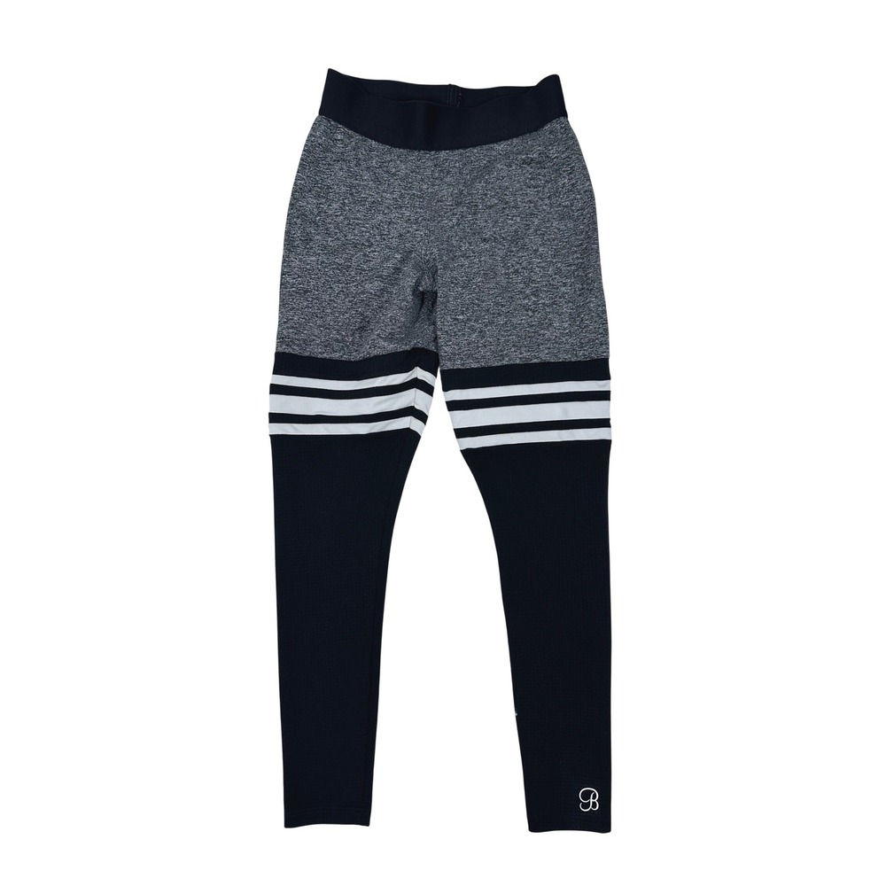 Bombshell Sportswear Womens Gray Black Striped Leggings Size Medium